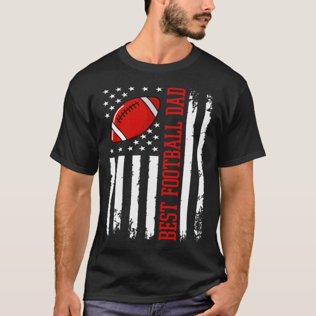 Best Football Dad Football Daddy US Flag T-Shirt (Vorderseite)