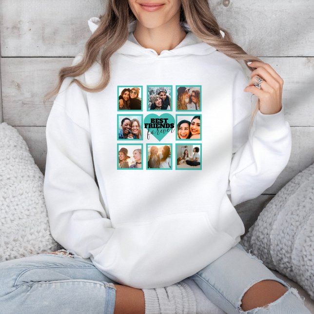 BEST FREUNDS Foto Collage Aquamarines Herz Hoodie (Von Creator hochgeladen)