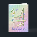 Best Friend 14. Geburtstag Butterfly Garden Card Karte<br><div class="desc">Ein farbenprächtiger Regenbogen,  rosa Blume und lavendelfarbene Schmetterlinge befriedigen die 14. Happy Birthday Card der Mädchen mit Freude für den besten Freund. Vorname und innerhalb Vers können mit der bereitgestellten Vorlage personalisiert werden. Originelles Design von Anura Design Studio.</div>