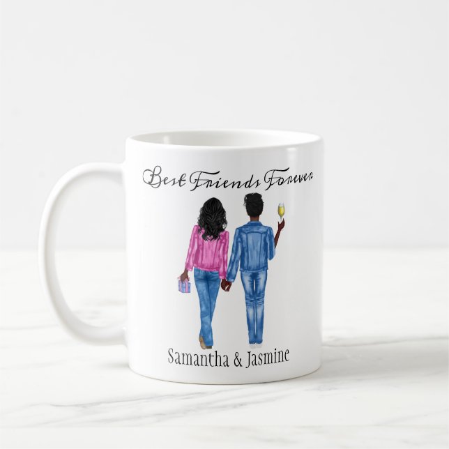Best Friend African American Girls Foto Custom Kaffeetasse (Links)