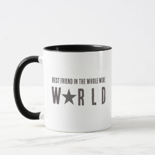 Best Friend and Star in Carbon Gray Typografy Tasse