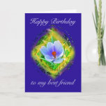 Best Friend Birthday Blue Crocus Karte<br><div class="desc">Kleine Krokus blüht im Frühjahr auf und,  oh,  was für eine Show!</div>