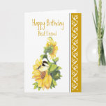 Best Friend Birthday Poem Chickadee & Sunflowers C Karte<br><div class="desc">Birthday Greeting for the Friend who loves flowers and birds,  gardening,  Sunflowers,  Birds and Chickades</div>