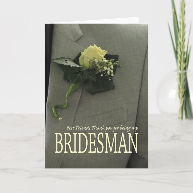 Best Friend Bridesman vielen Dank Dankeskarte (Vorderseite)