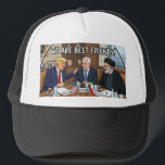 Best Friend Cap ! Truckerkappe<br><div class="desc">Make a bold statement and spark some conversations with this hilarious, satirical cap! Featuring a high-quality, vibrant cartoon illustration of Donald Trump, Benjamin Netanyahu, and Masoud Pezeshkian sharing a laugh under the ironic "WE ARE BEST FRIENDS!" banner. Perfect for meme lovers, political junkies, or anyone with a sharp sense of...</div>