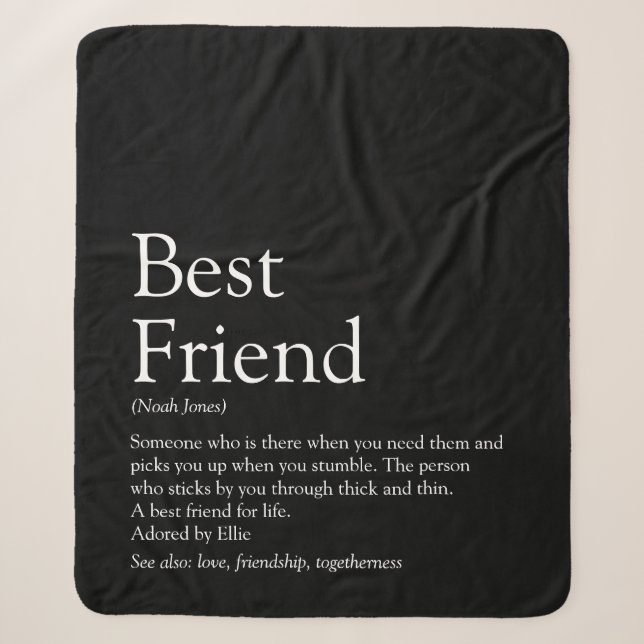 Best Friend Definition Personalisiert Black Sherpadecke (Vorderseite)