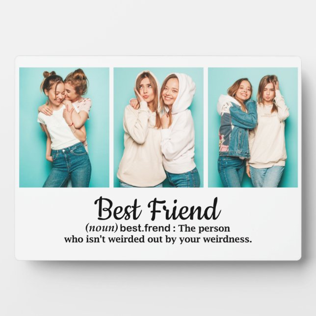 Best Friend Dictionary Typografie Drei Foto Fotoplatte (Vorderseite)