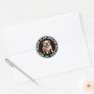 Best Friend English Bulldog Runder Aufkleber