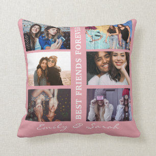 Best Friend Forever Custom 6 Foto Collage & Name Kissen
