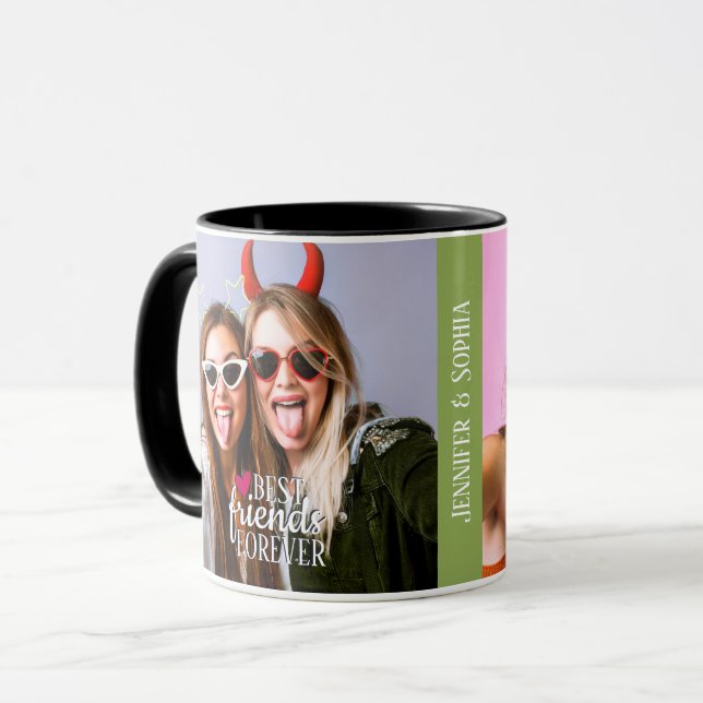 Best Friend für immer zwei Bilder Vorlage trendy Tasse (Vorderseite Links)