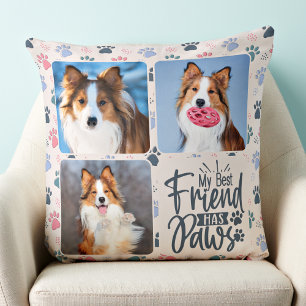 Best Friend hat Paws Custom 3 Foto Paw Print Dog Kissen