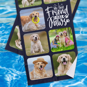 Best Friend hat Paws Custom Pet Hunde Foto Collage Strandtuch
