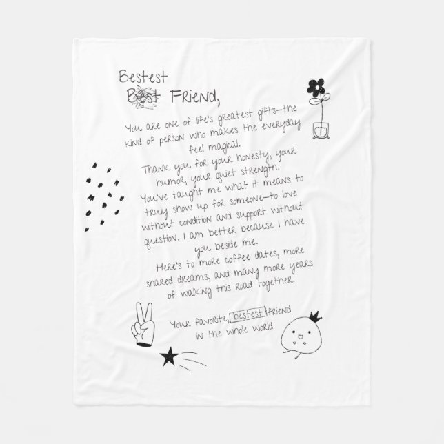 Best Friend Letter Fleece Blanket (Vorderseite)