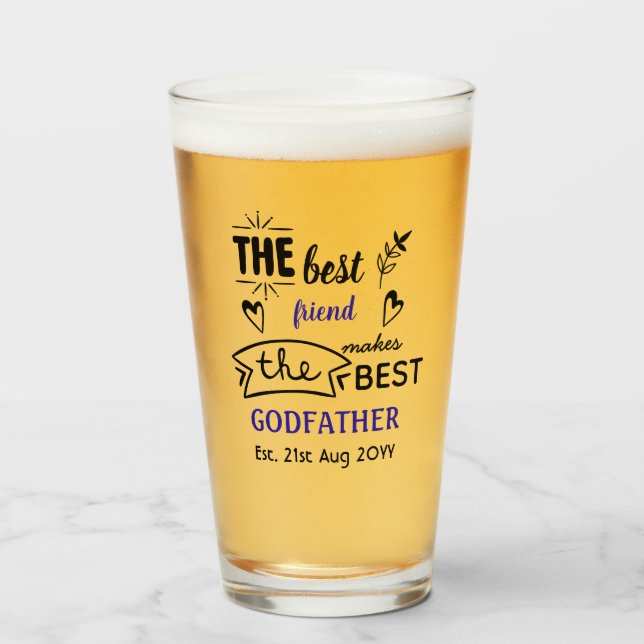 Best Friend macht BEST GODFATHER - Personalisiert Glas (Vorne (Gefüllt))