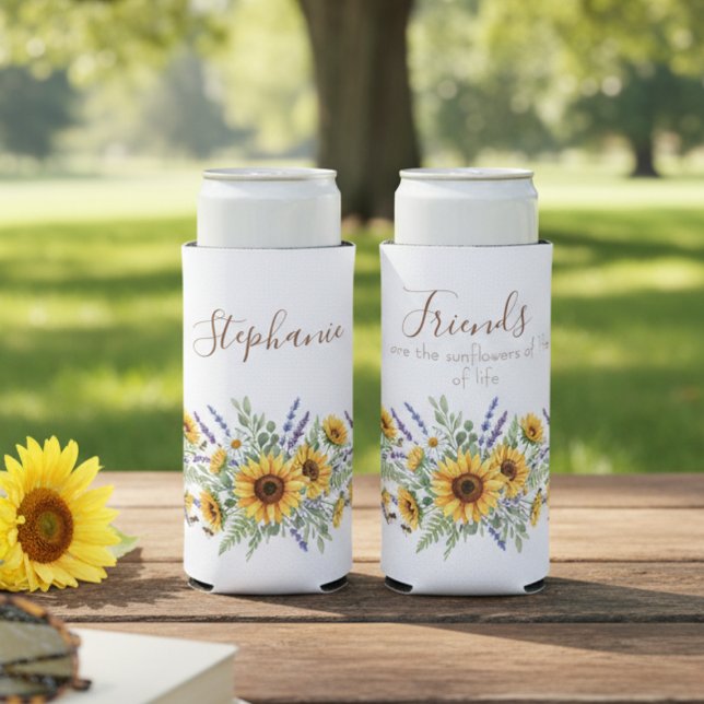 Best Friend Mug Sunflower Border Selters Dosenkühler (Best friend can cooler)