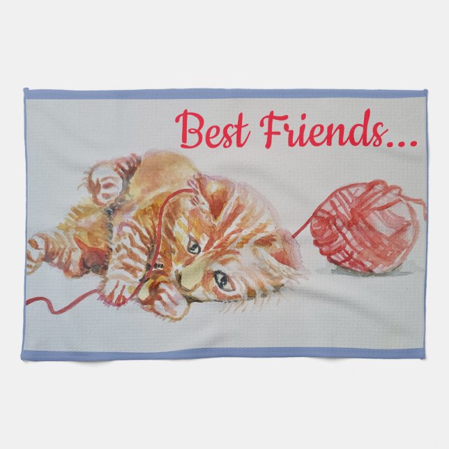 Best Friend Niedlich Cat Tabby Art Küche Handtuch (Horizontal)
