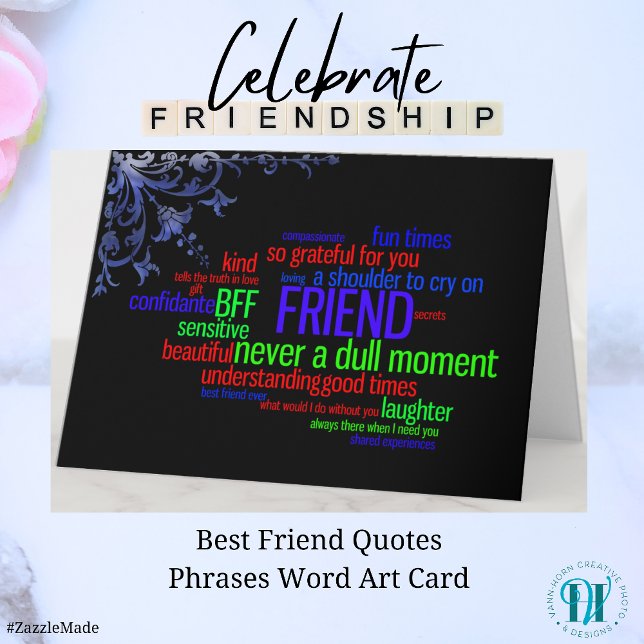 Best Friend Quotes Phrasen Word Art Card Karte (Best Friend Quotes Phrases Word Art Card)