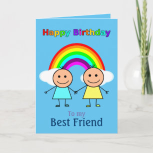 Best Friend Rainbow Personalisiert Geburtstag Karte