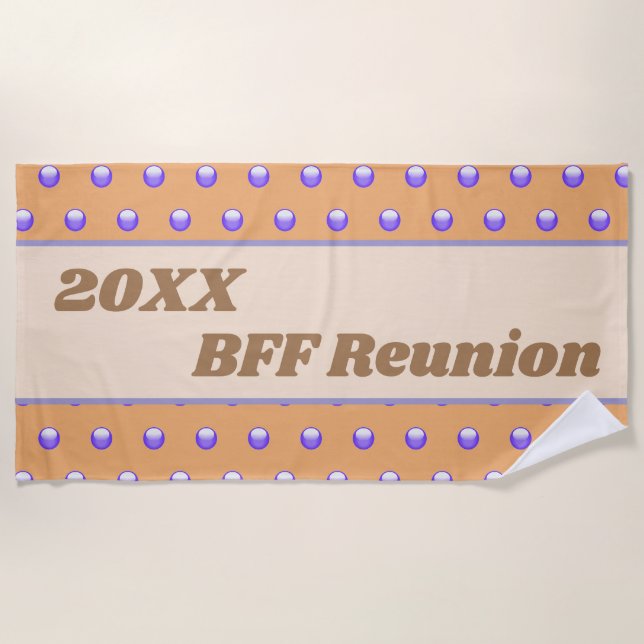 Best Friend Wiedersehen Blue Peach Polka Dot BESTE Strandtuch (Vorderseite)