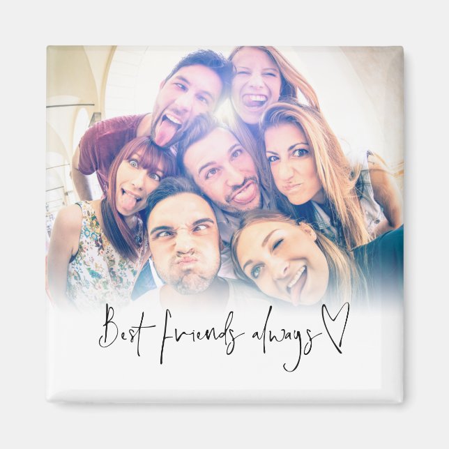 Best Friends Always Modern Heart Script Foto Magnet (Vorne)