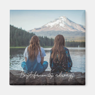Best Friends Always Modern Heart Script Photo Magnet