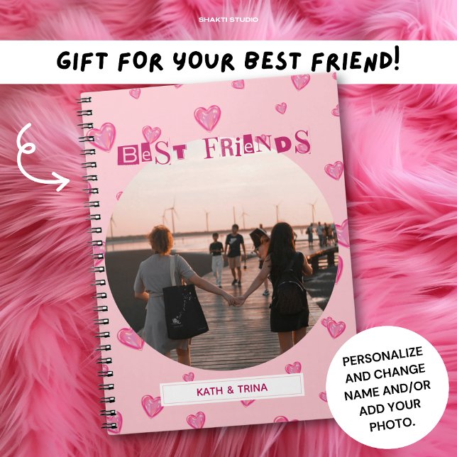 Best Friends BESTE FREUNDIN Niedliches Rosa Herz F Notizblock (Von Creator hochgeladen)