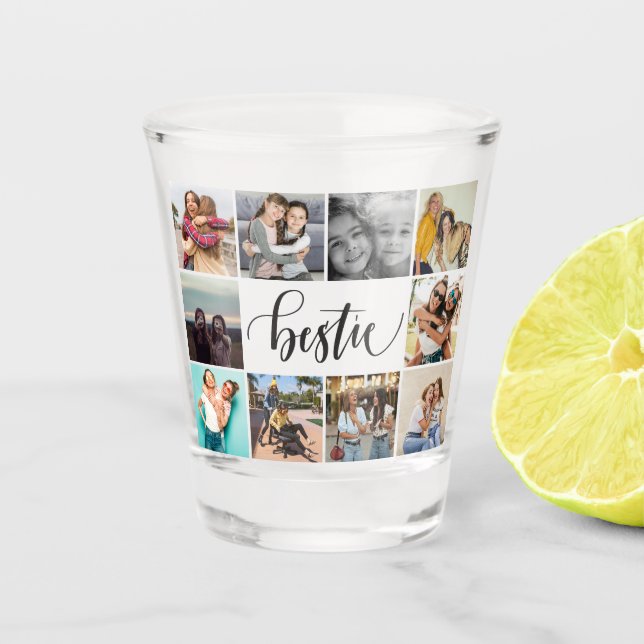 Best friends Bestie 10 Foto handschriftlich modern Schnapsglas (Vorderseite)