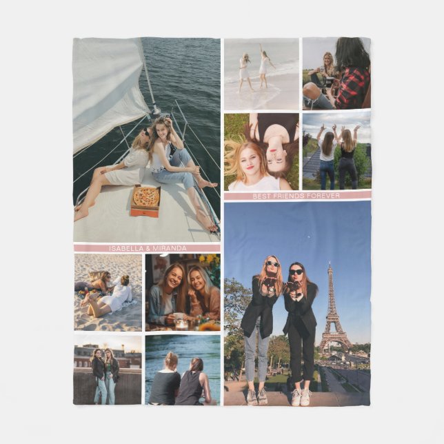 Best Friends Besties 10 Foto Collage Fleecedecke (Vorderseite)