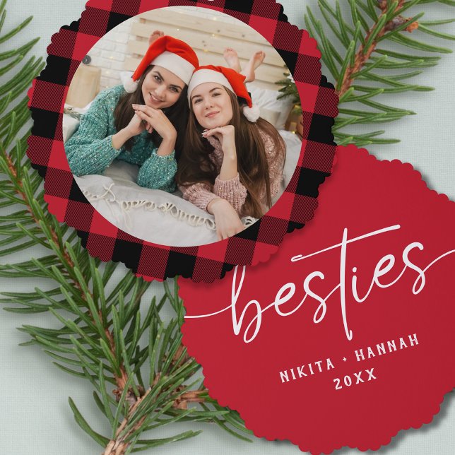 Best Friends Besties Christmas Photo Keepsake Ornament Karte (Von Creator hochgeladen)