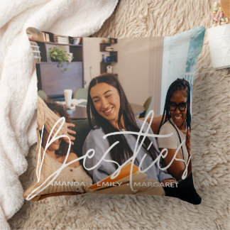 Best Friends Besties Text Overlay Script Chic Kissen