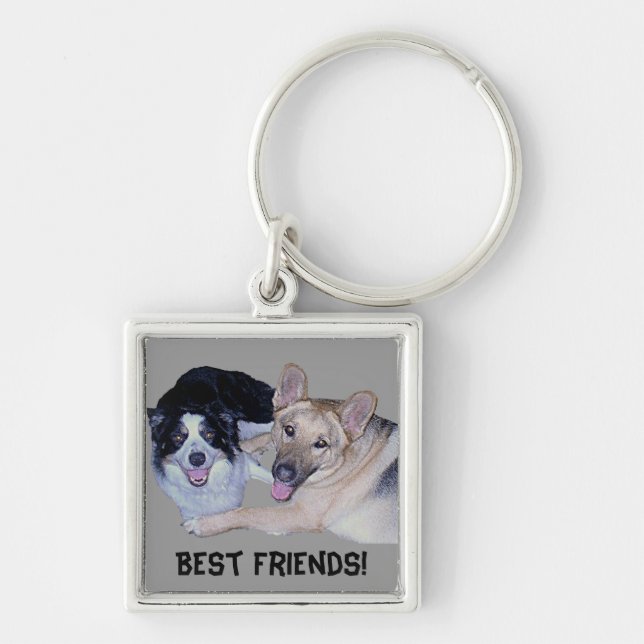 Best Friends Border Collie & German Shepherd Schlüsselanhänger (Vorne)
