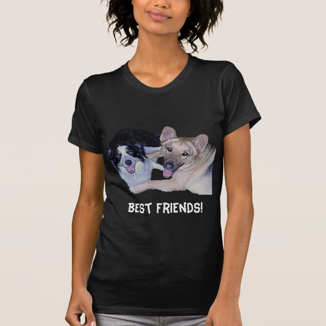 Best Friends Border Collie & German Shepherd T-Shirt (Vorderseite)