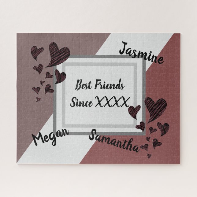 Best Friends Bright Red Heart Long Friendship (Horizontal)