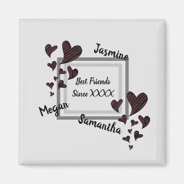 Best Friends Bright Red Heart Long Friendship Magnet