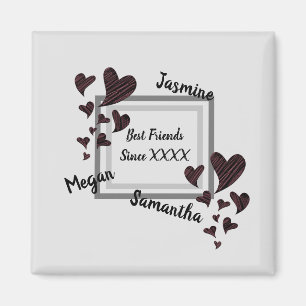 Best Friends Bright Red Heart Long Friendship Magnet