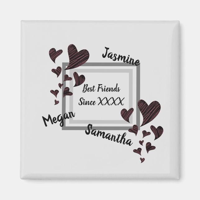 Best Friends Bright Red Heart Long Friendship Magnet (Vorne)