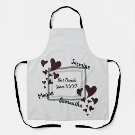 Best Friends Bright Red Heart Long Friendship Schürze