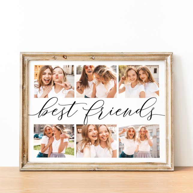Best Friends Calligraphy Foto Collage Poster (Von Creator hochgeladen)