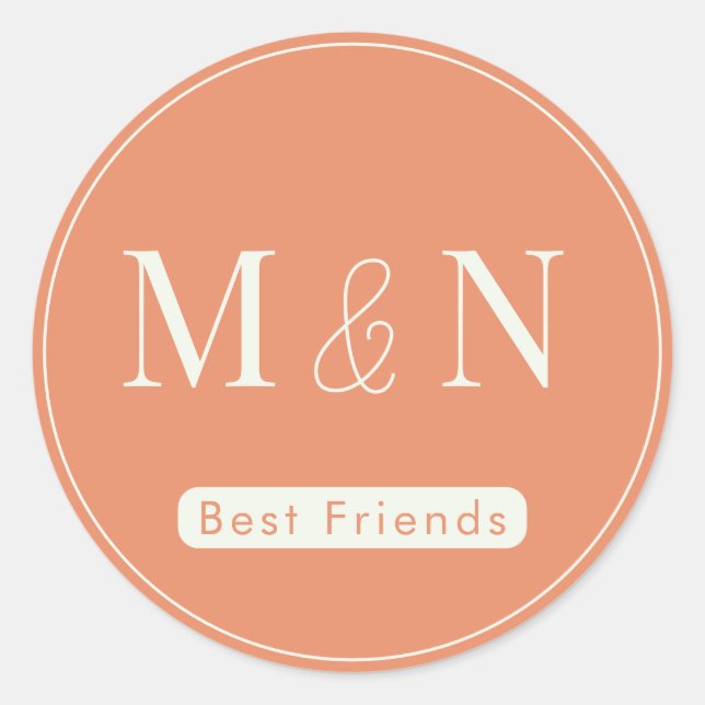 Best Friends Custom Monogram Sticker (Vorderseite)