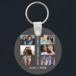 Best Friends custom names and 6 photo collage bff  Schlüsselanhänger<br><div class="desc">This Design has an easy collage template where you can upload your 6 favorite bestie pictures.
This will be the perfect gift to show your love for your best friend.
You can personalize the gift with your names!
gift for birthdays ,  holidays,  friendship day etc. to show your love.</div>