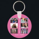 Best Friends custom names and 6 photo collage bff  Schlüsselanhänger<br><div class="desc">This Design has an easy collage template where you can upload your 6 favorite bestie pictures.
This will be the perfect gift to show your love for your best friend.
You can personalize the gift with your names!
gift for birthdays ,  holidays,  friendship day etc. to show your love.</div>