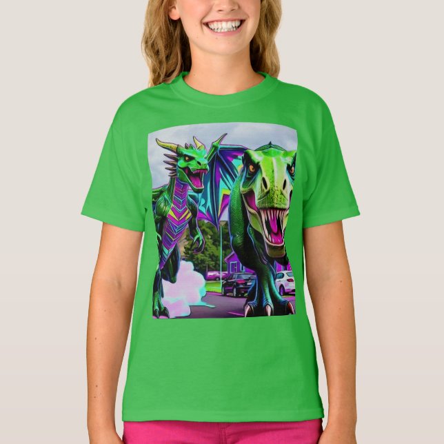 Best Friends - Dragon and Dinosaur Walking T-Shirt (Vorderseite)