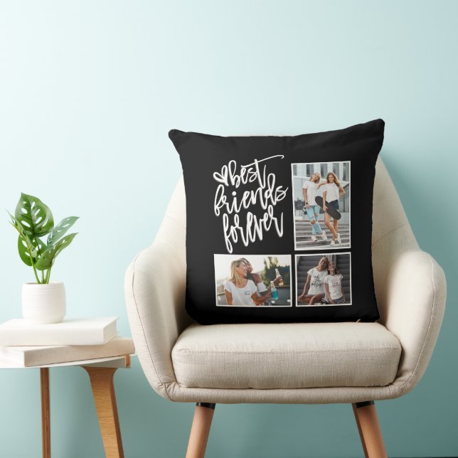 Best Friends Forever 3 Fotos Script White Black Kissen (Stuhl )