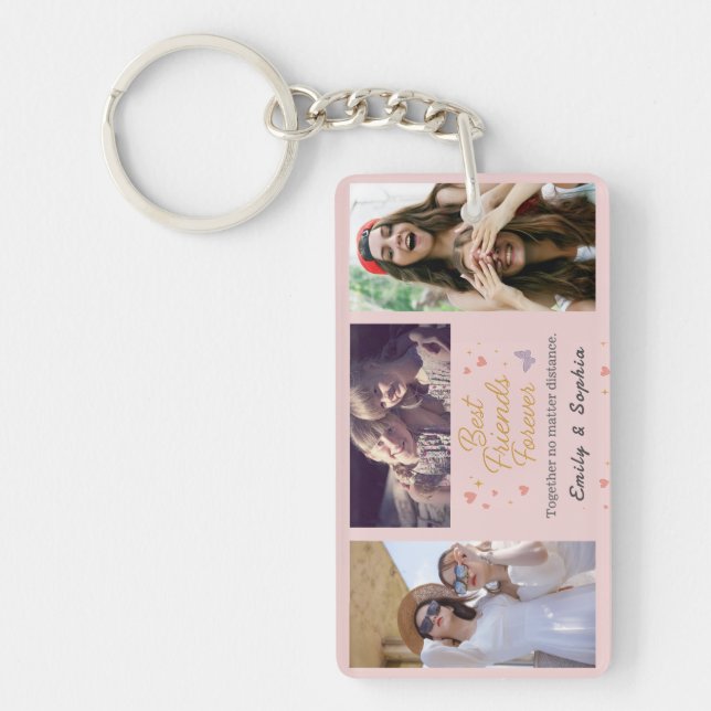 Best Friends Forever – 3 Photo Keychain Gift Schlüsselanhänger (Vorderseite)