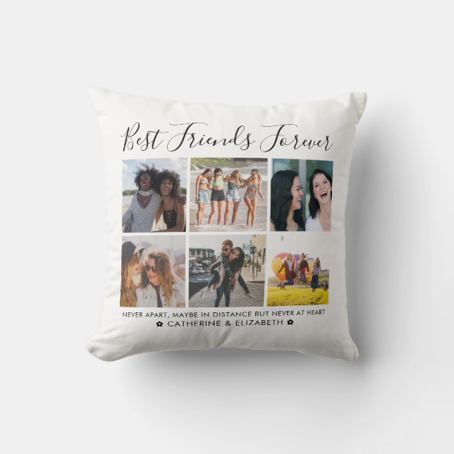 Best Friends Forever 6 Foto Collage Quote Script Kissen (Vorderseite)