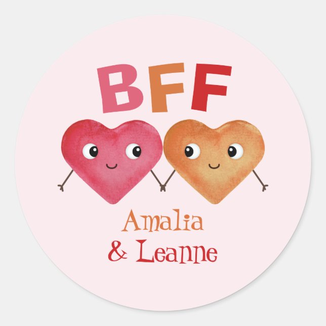 Best Friends Forever BESTE FREUNDIN niedliches Her Runder Aufkleber (Vorderseite)
