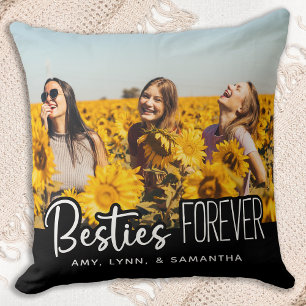 Best Friends Forever Besties Black Foto Kissen