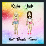 Best Friends Forever Blonde Brunette Color Splash  Poster<br><div class="desc">Best Friends Forever Blonde Brunette Color Splash design personalized with two names</div>