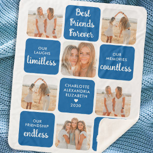 Best Friends Forever Custom 6 Foto Collage Blue Sherpadecke