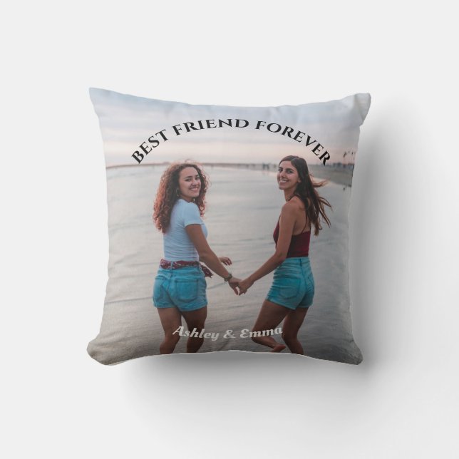 Best Friends Forever Custom Foto und Name Kissen (Vorderseite)